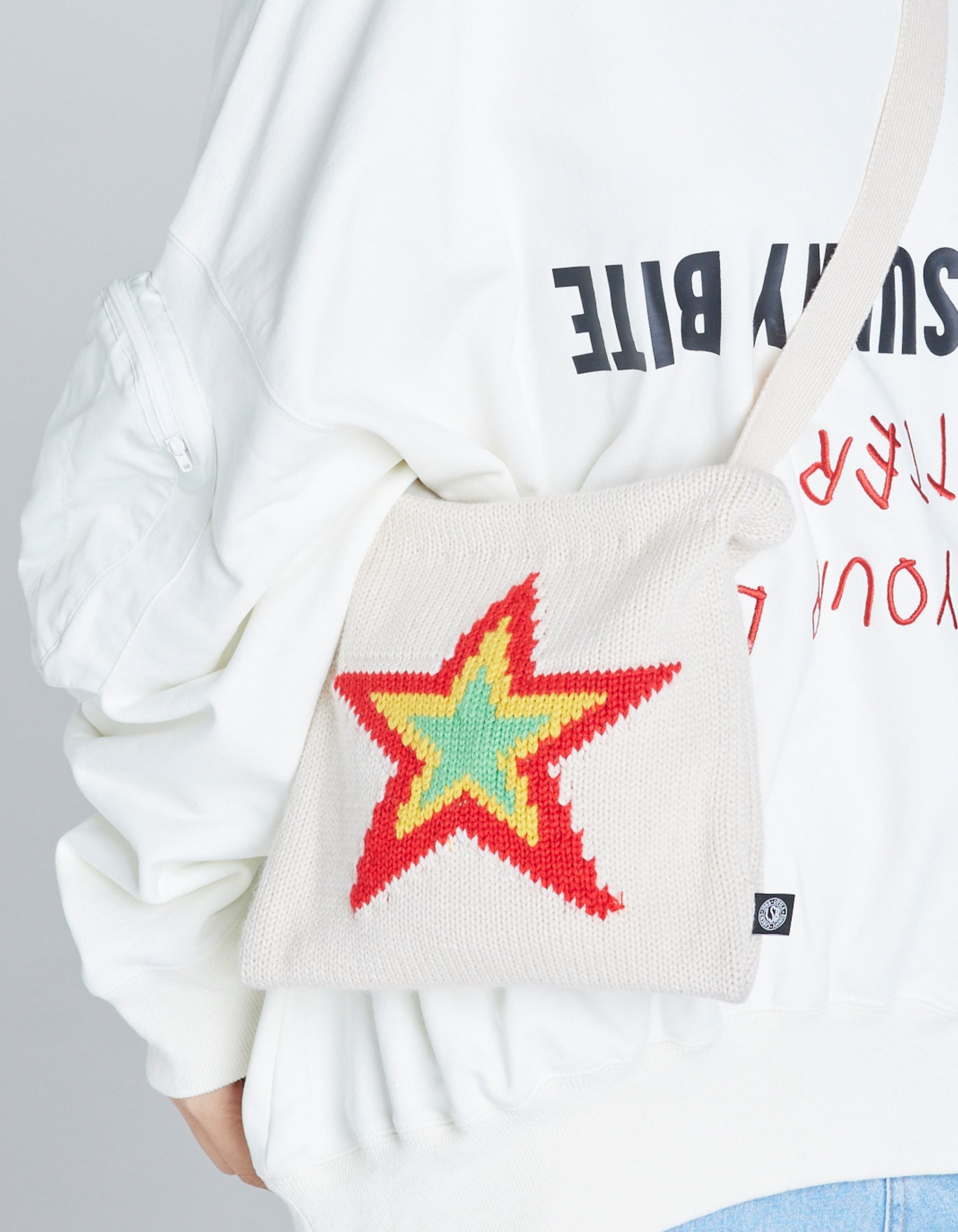 star knitting shoulder bag / WHITE