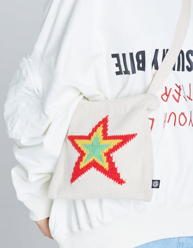 star knitting shoulder bag / WHITE