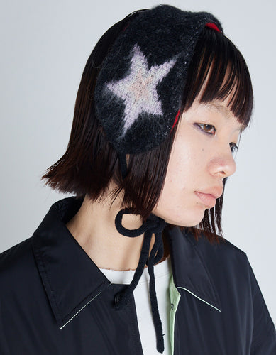 knitting ear muffler / BLACK