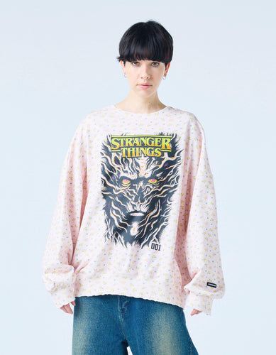 【PRE-ORDER】stranger things x little sunny bite floral sweat top / PINK