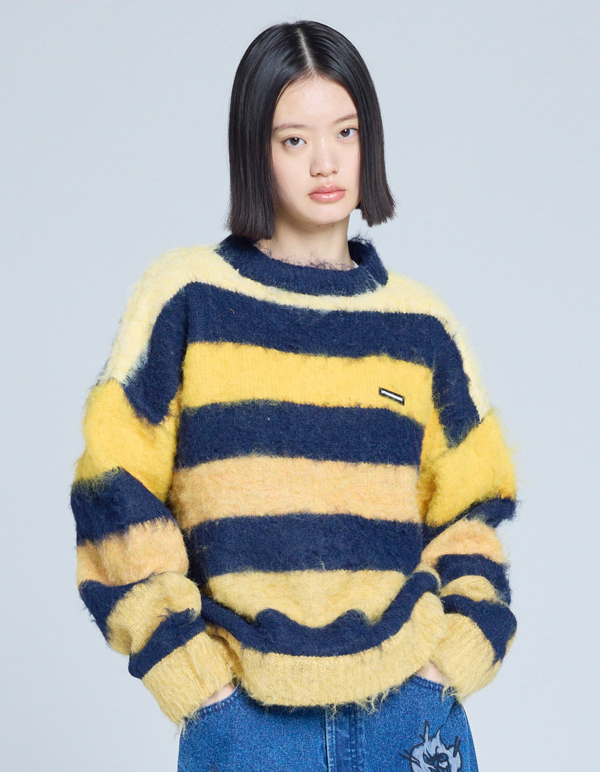 little sunny bite (リトルサニーバイト)border knit top / YELLOW 