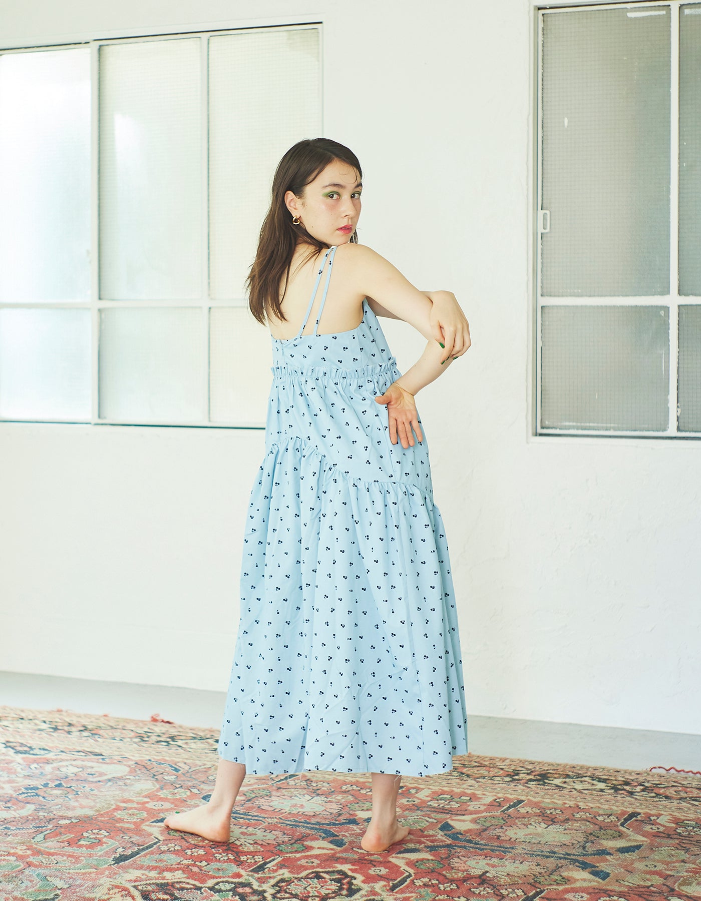 cherry long dress / BLUE