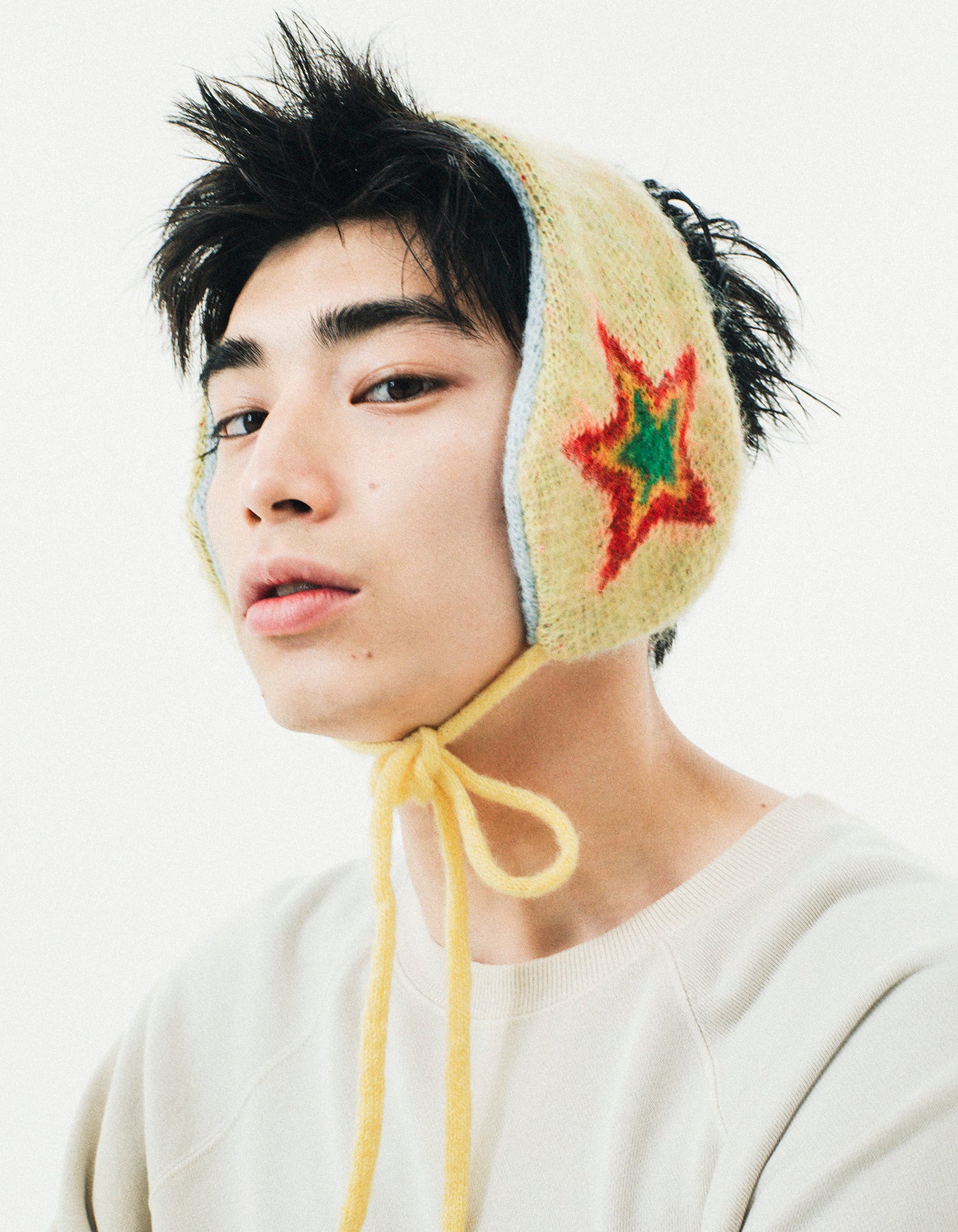 knitting ear muffler / YELLOW