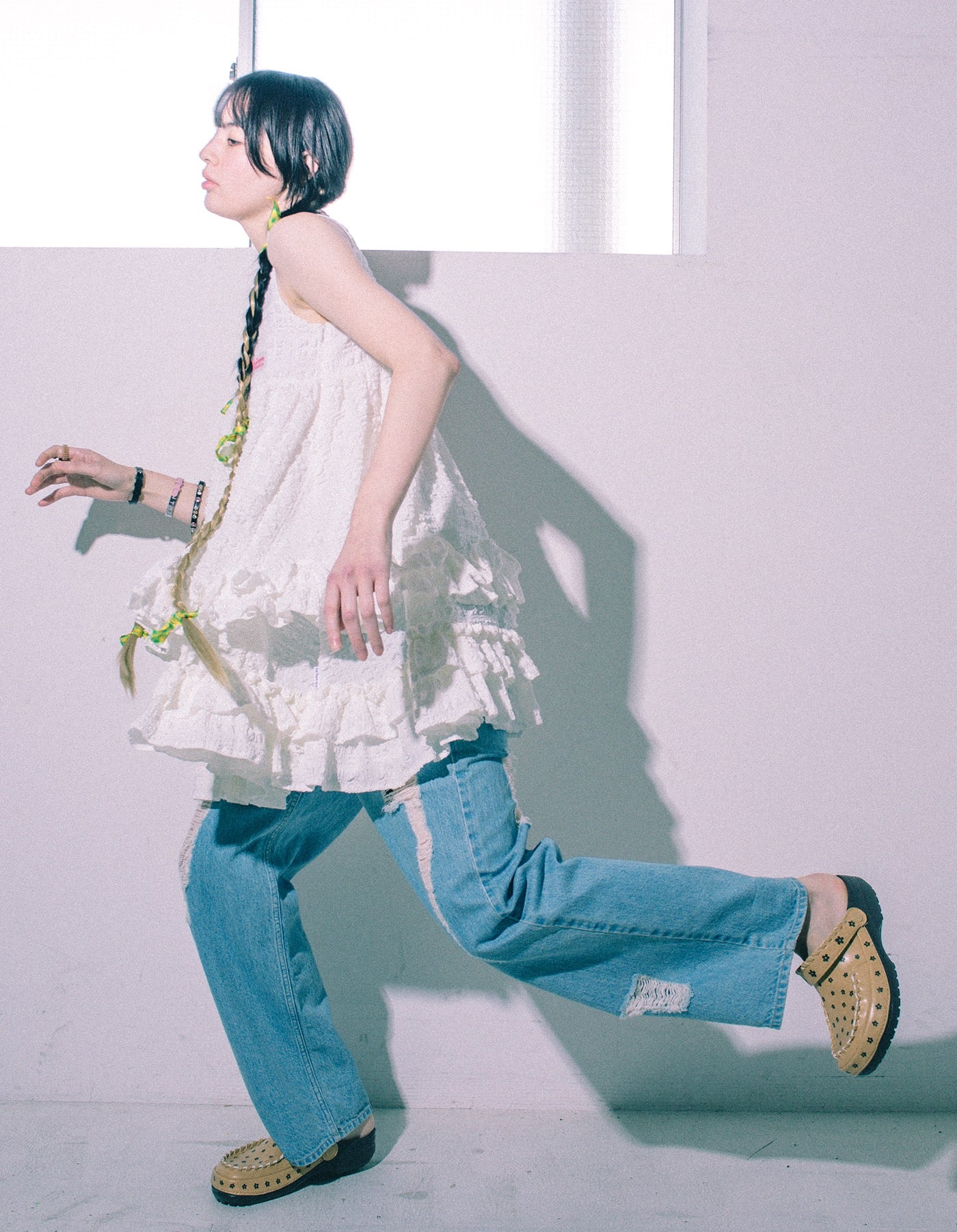 little sunny bite (リトルサニーバイト)checker frill dress / WHITE