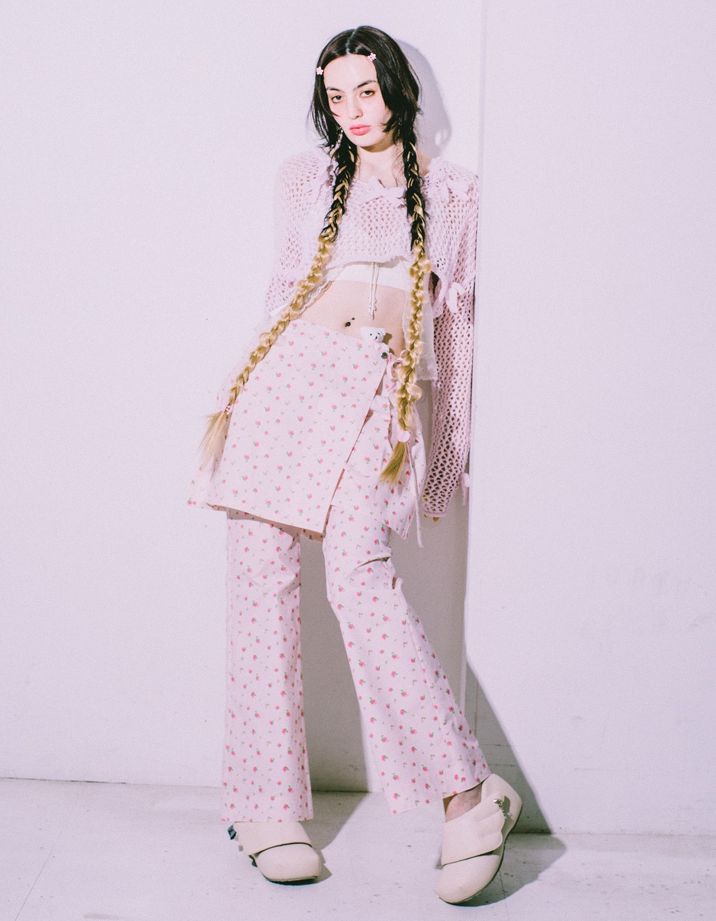 little sunny bite (リトルサニーバイト)Ribbon Short Knit Top / PINK