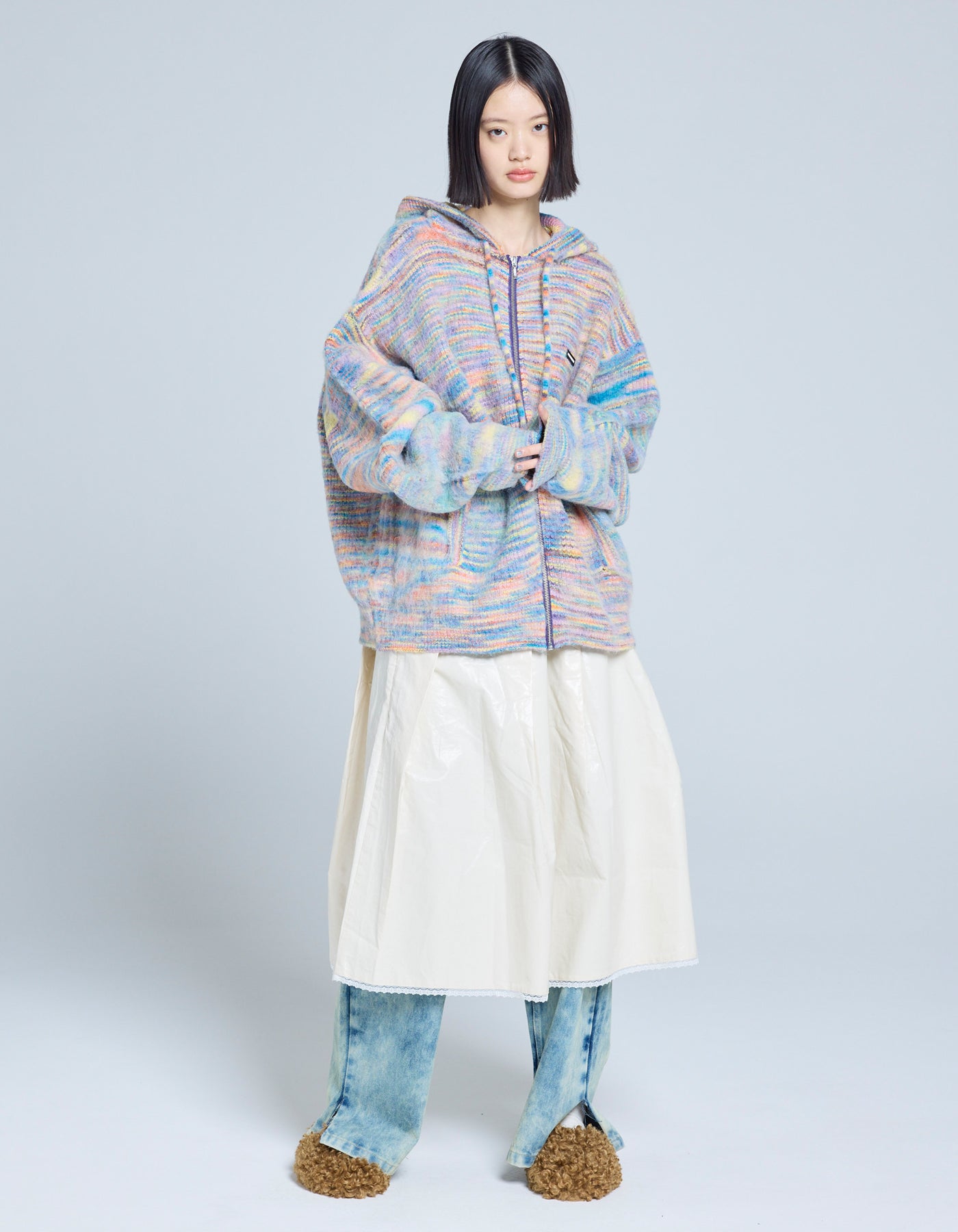 little sunny bite (リトルサニーバイト)gradation knit zip hoodie