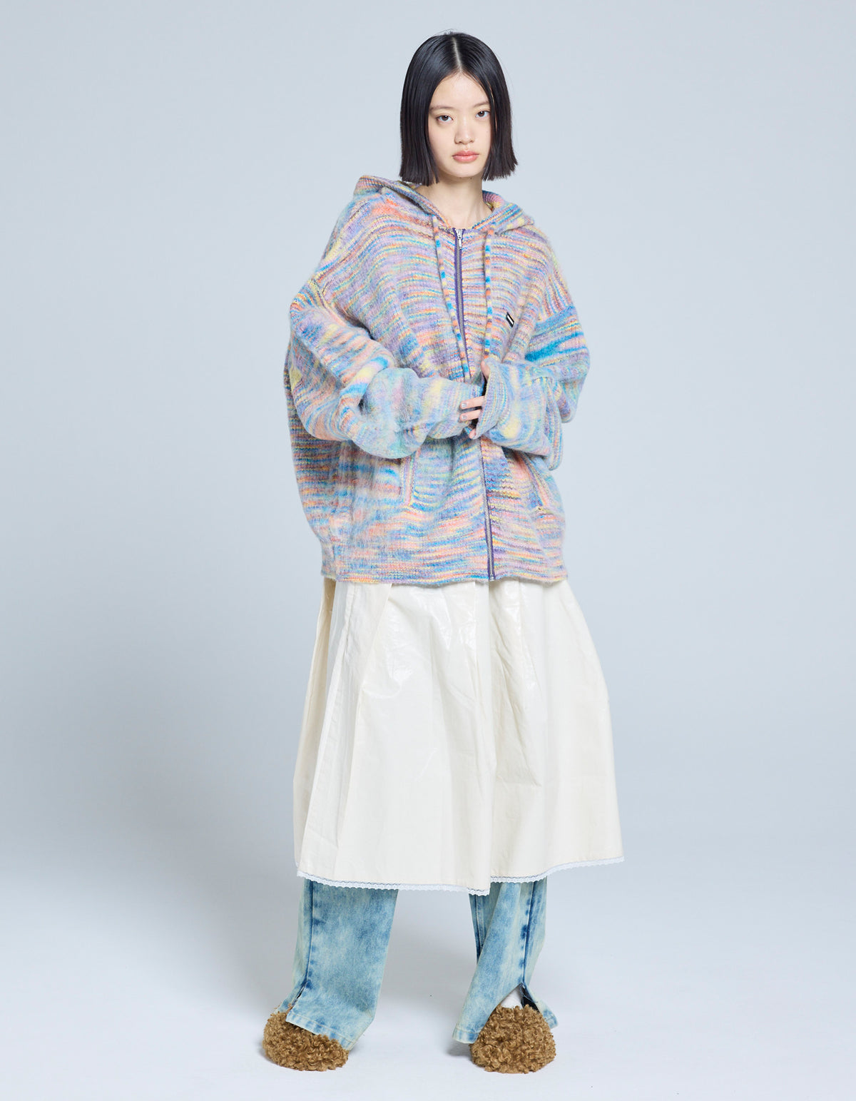 little sunny bite (リトルサニーバイト)gradation knit zip hoodie 