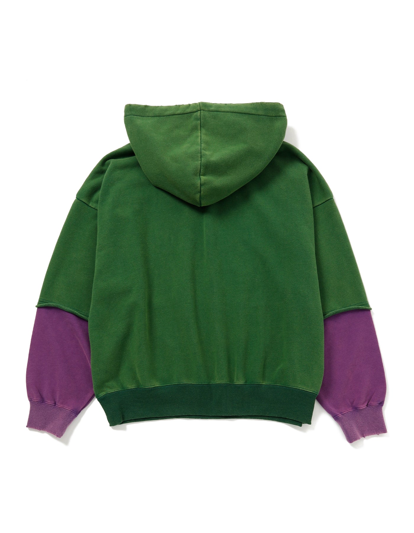 fake layered hoodie / GREEN