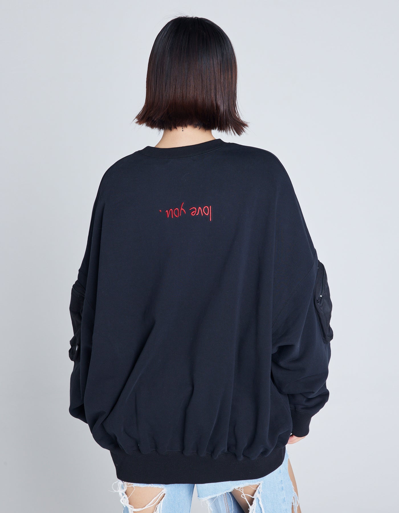 message big sweat top / BLACK