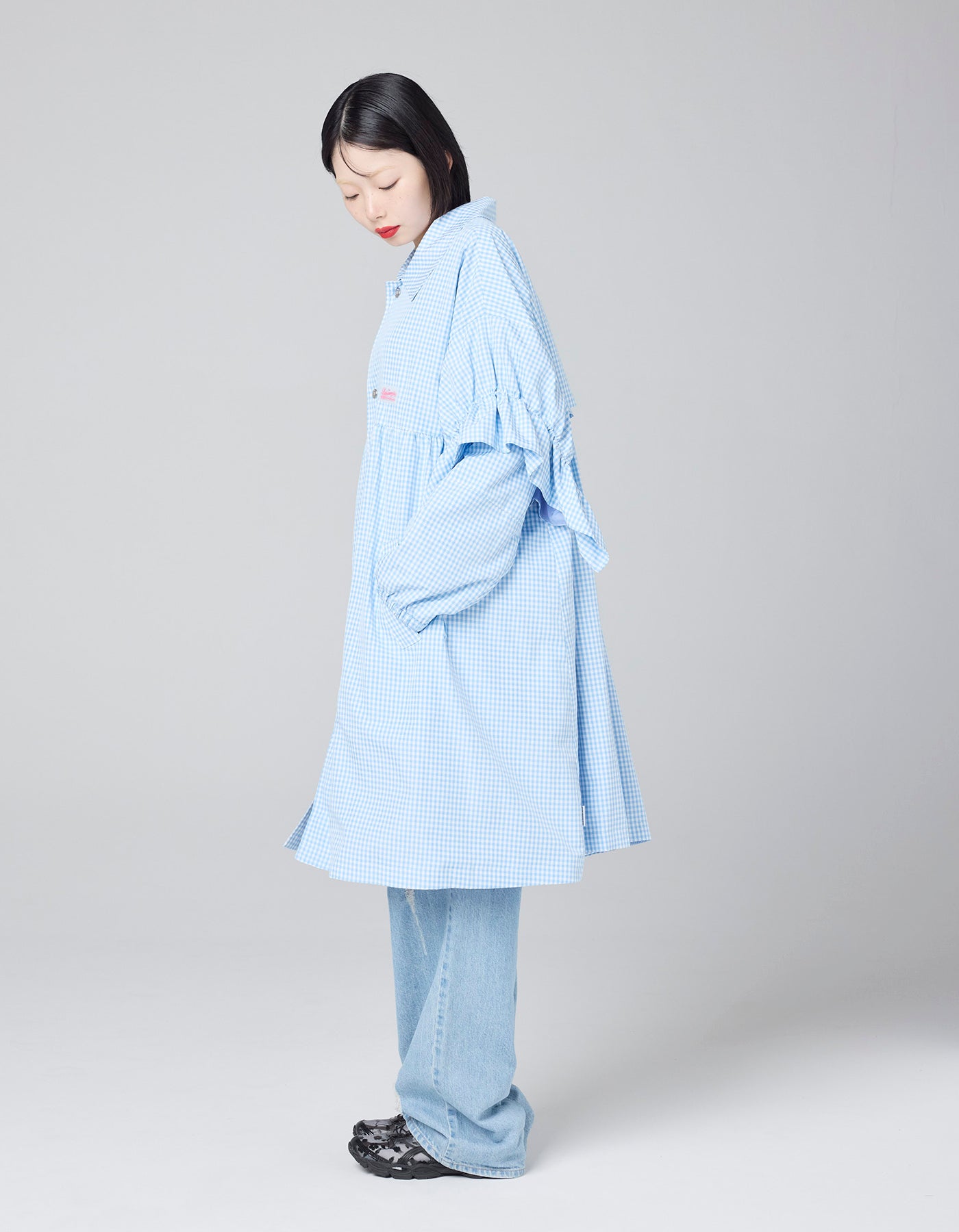 little sunny bite (リトルサニーバイト) checker long jacket / BLUE