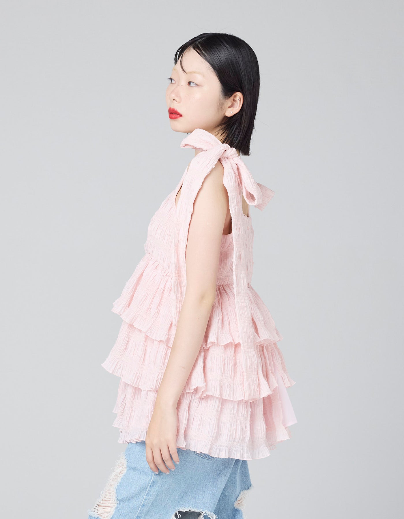 リトルサニーバイト☆2025SS rose tiered dress アイボリー little sunny bite (リトルサニーバイト)tiered tunic / PINK – little