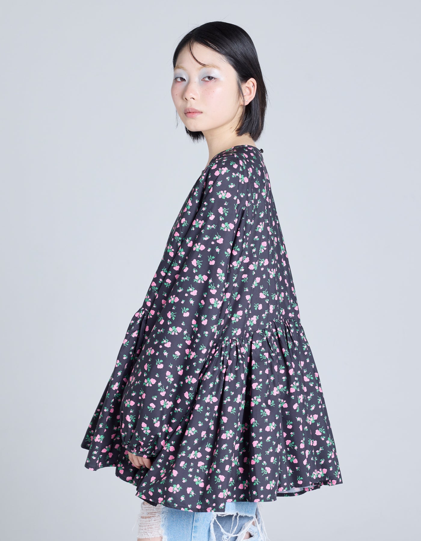 floral mini dress / BLACK