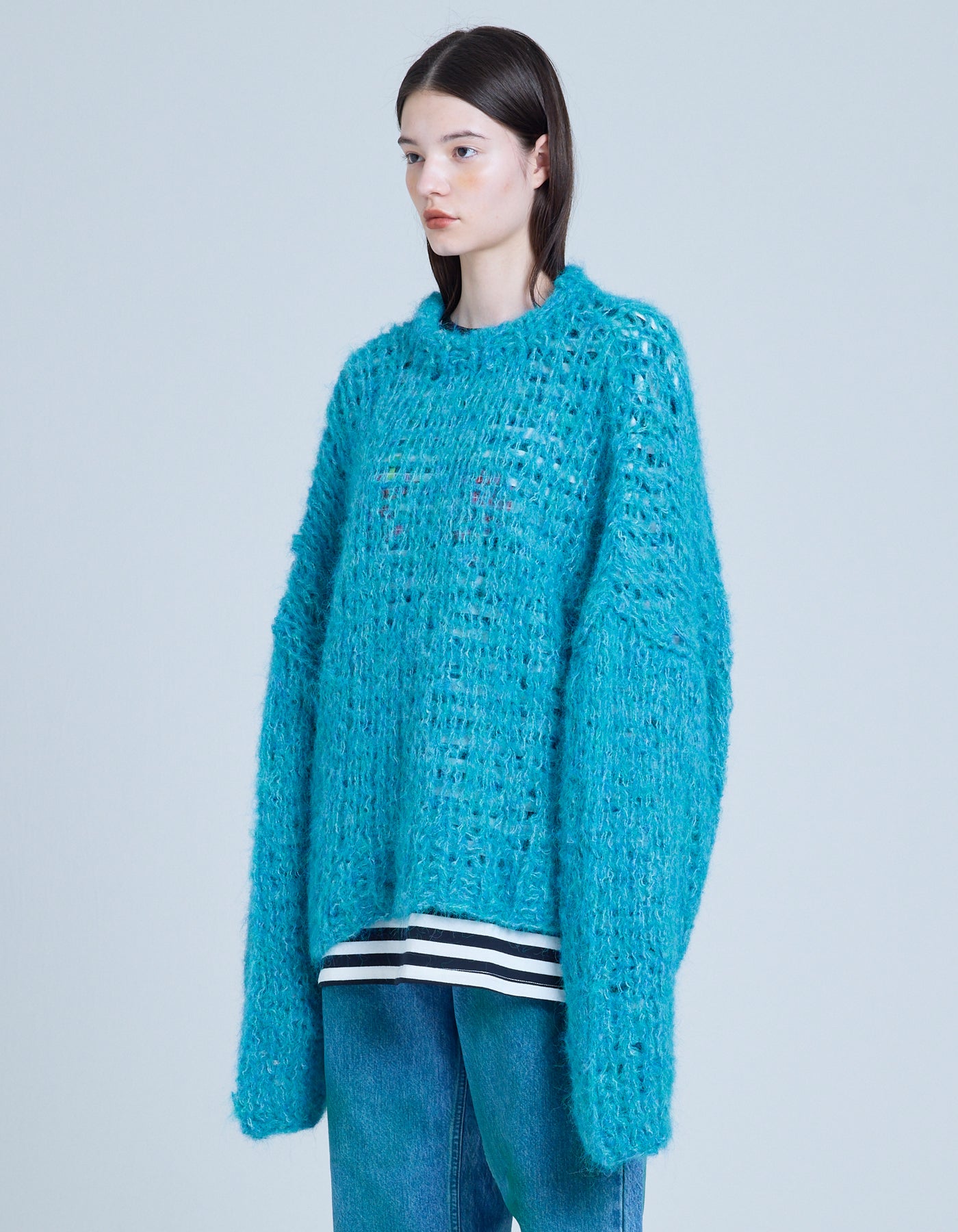 mohair knit top / BLUE