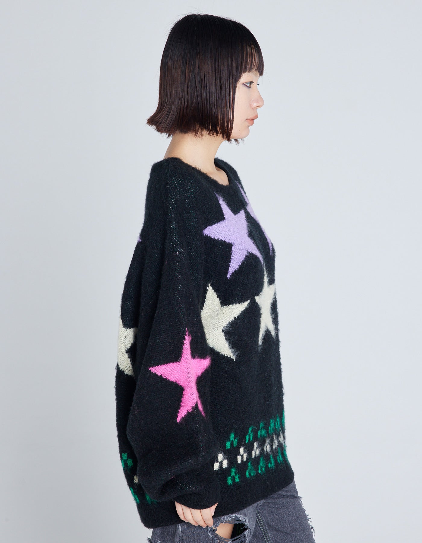 star knit top / BLACK