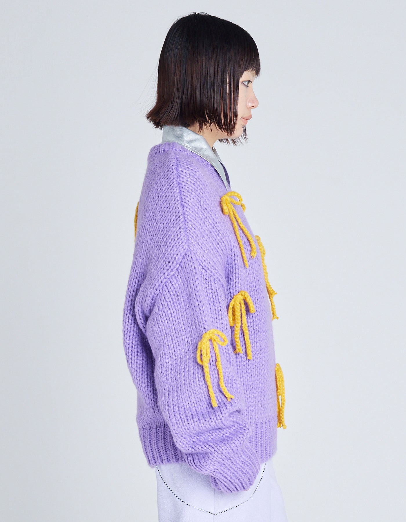 ribbon knit top / PURPLE