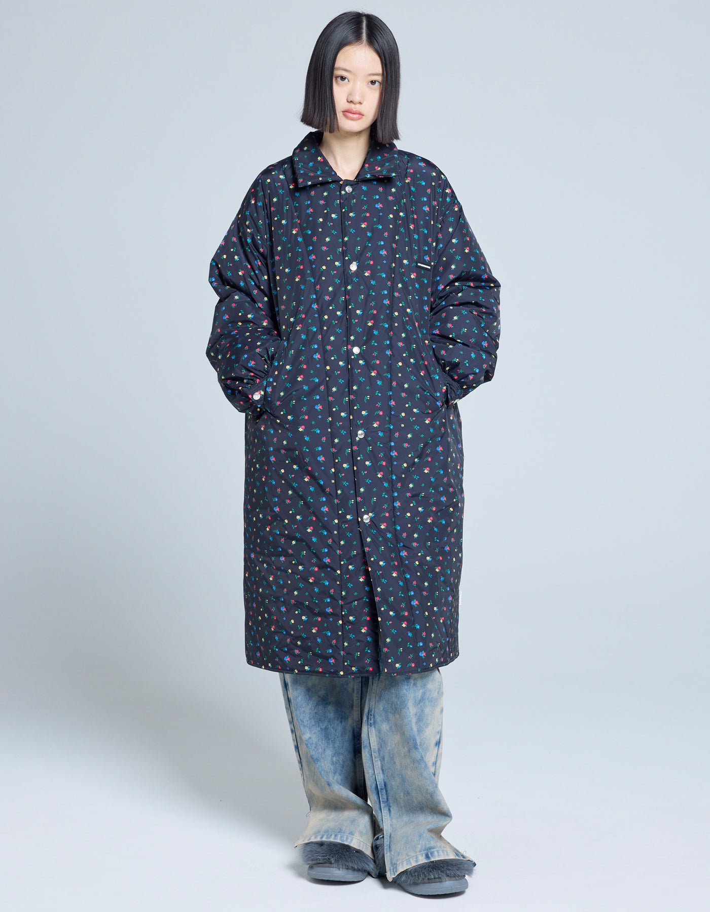 little sunny bite (リトルサニーバイト)floral long jacket / BLACK little sunny bite (リトルサニーバイト)floral long jacket / BLACK