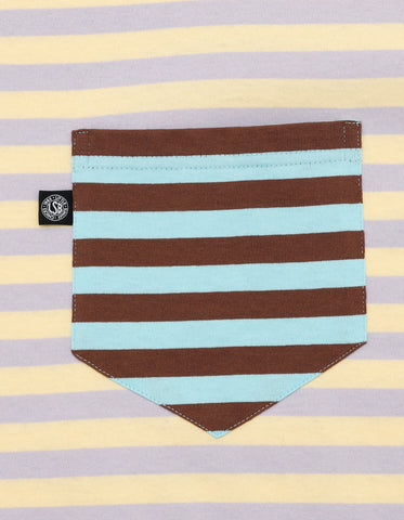 crazy stripe fake layered long tee / YELLOWxPURPLE