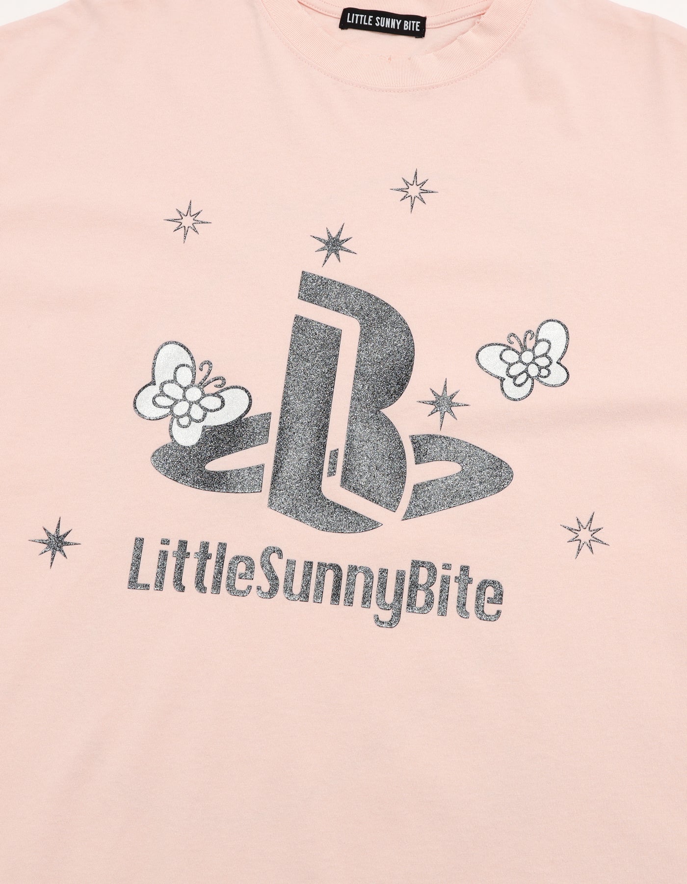 glitter print long tee / PINK