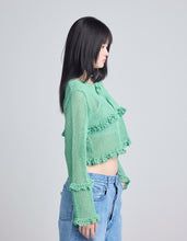 画像をギャラリービューアに読み込む, knit cardigan / GREEN