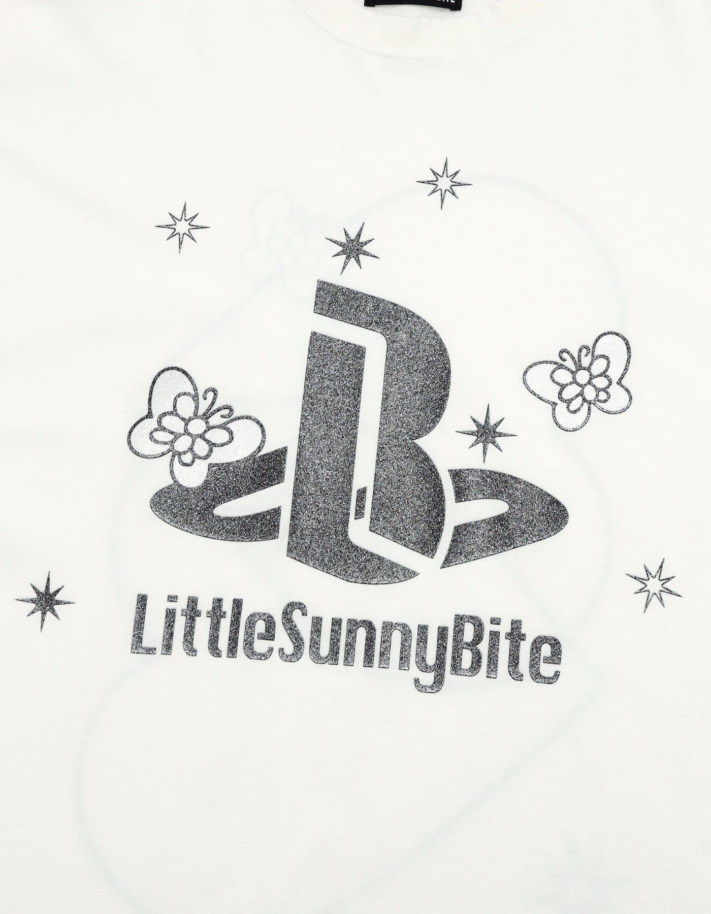 glitter print long tee / WHITE