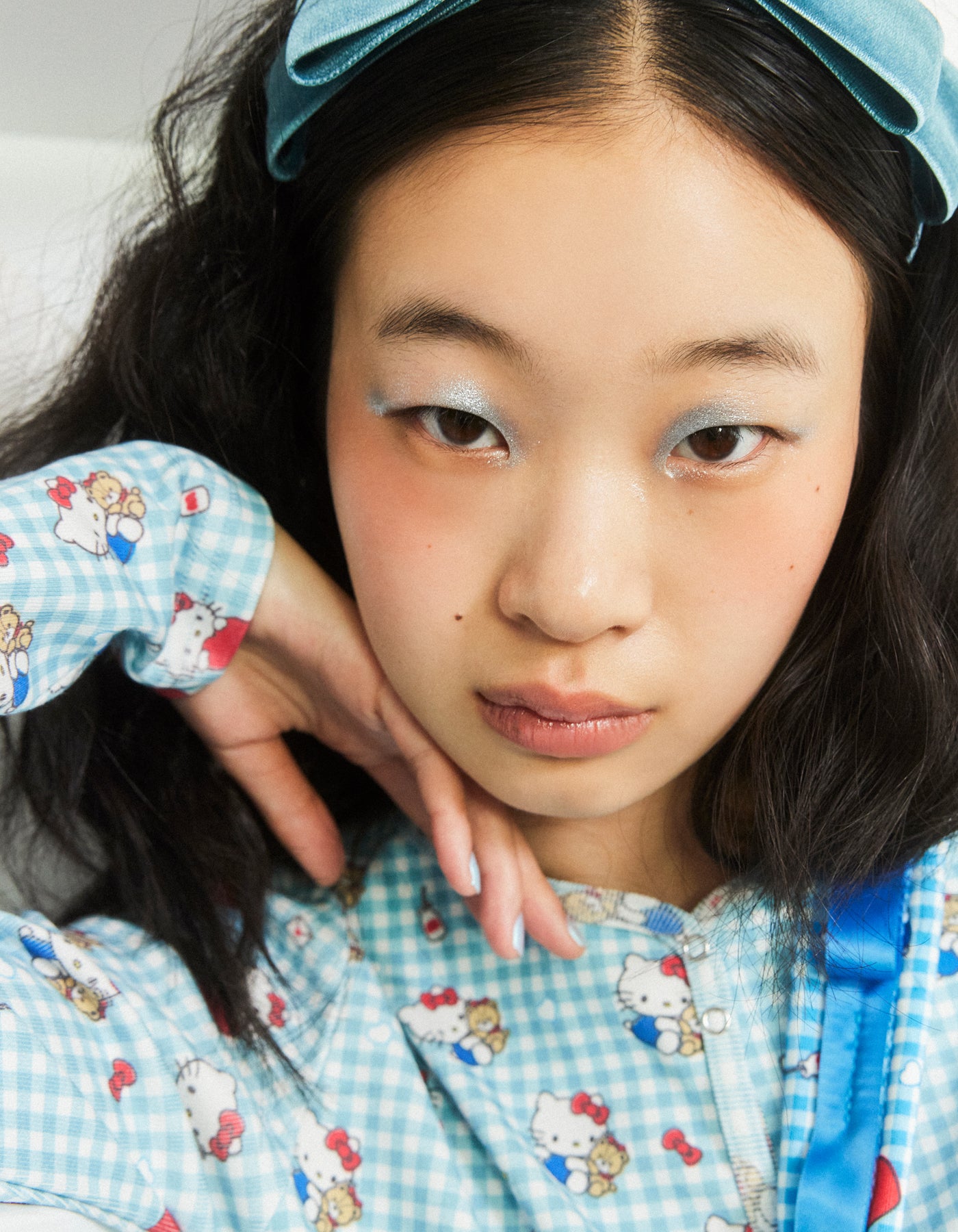hello kitty x little sunny bite print tops / BLUE