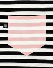 画像をギャラリービューアに読み込む, crazy stripe fake layered long tee / BLACKxWHITE