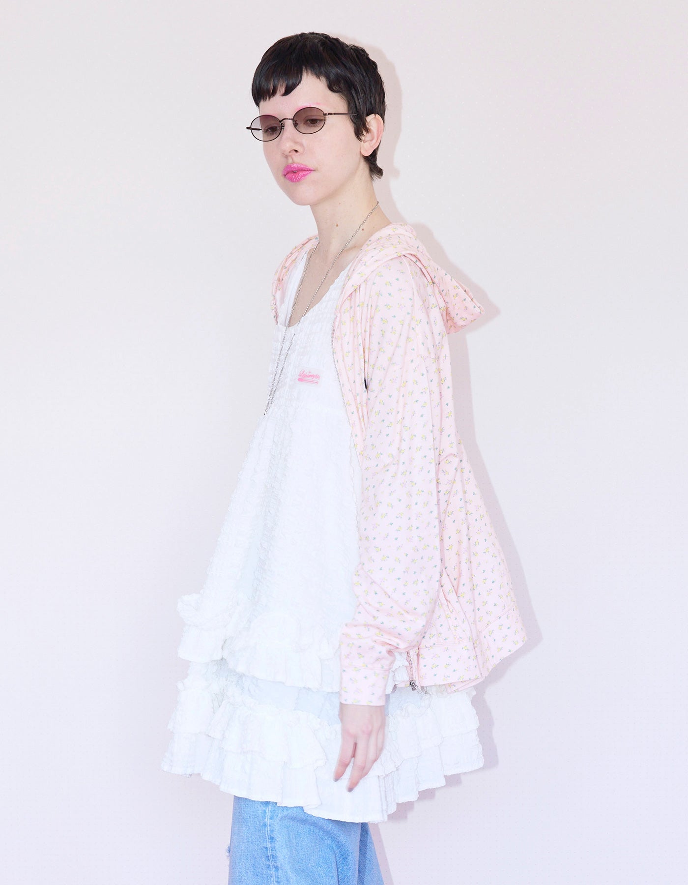 little sunny bite (リトルサニーバイト)floral light hoodie / PINK