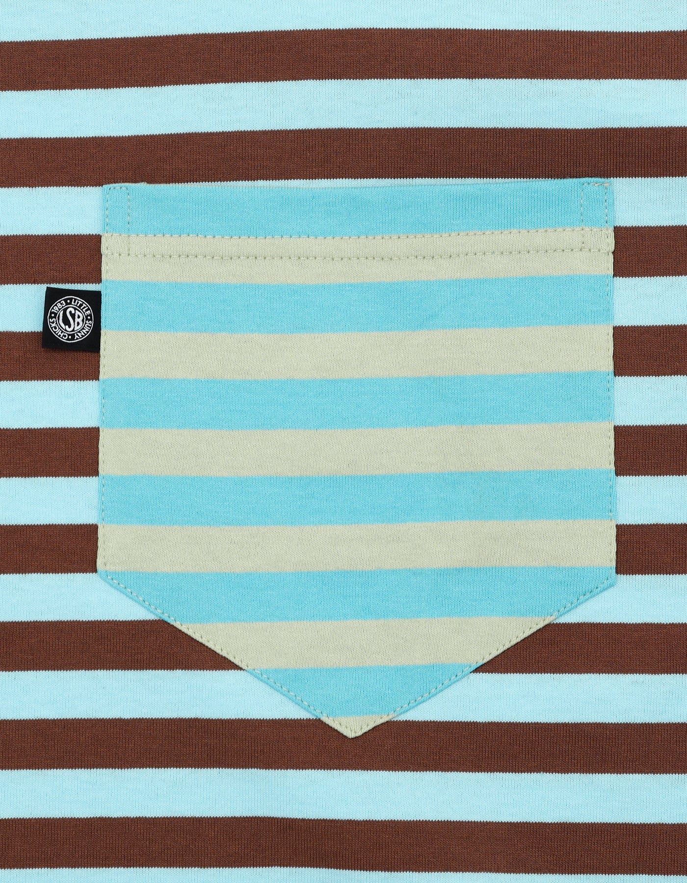 crazy stripe fake layered long tee / BROWNxBLUE