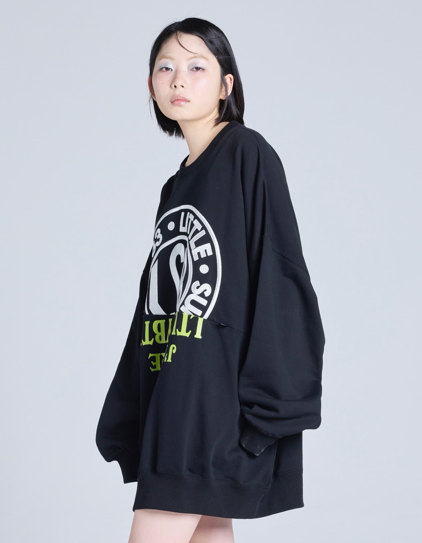logo sweat top / BLACK