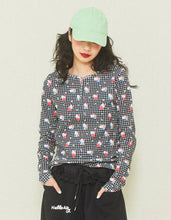 Load image into Gallery viewer, hello kitty x little sunny bite print tops / BLACK