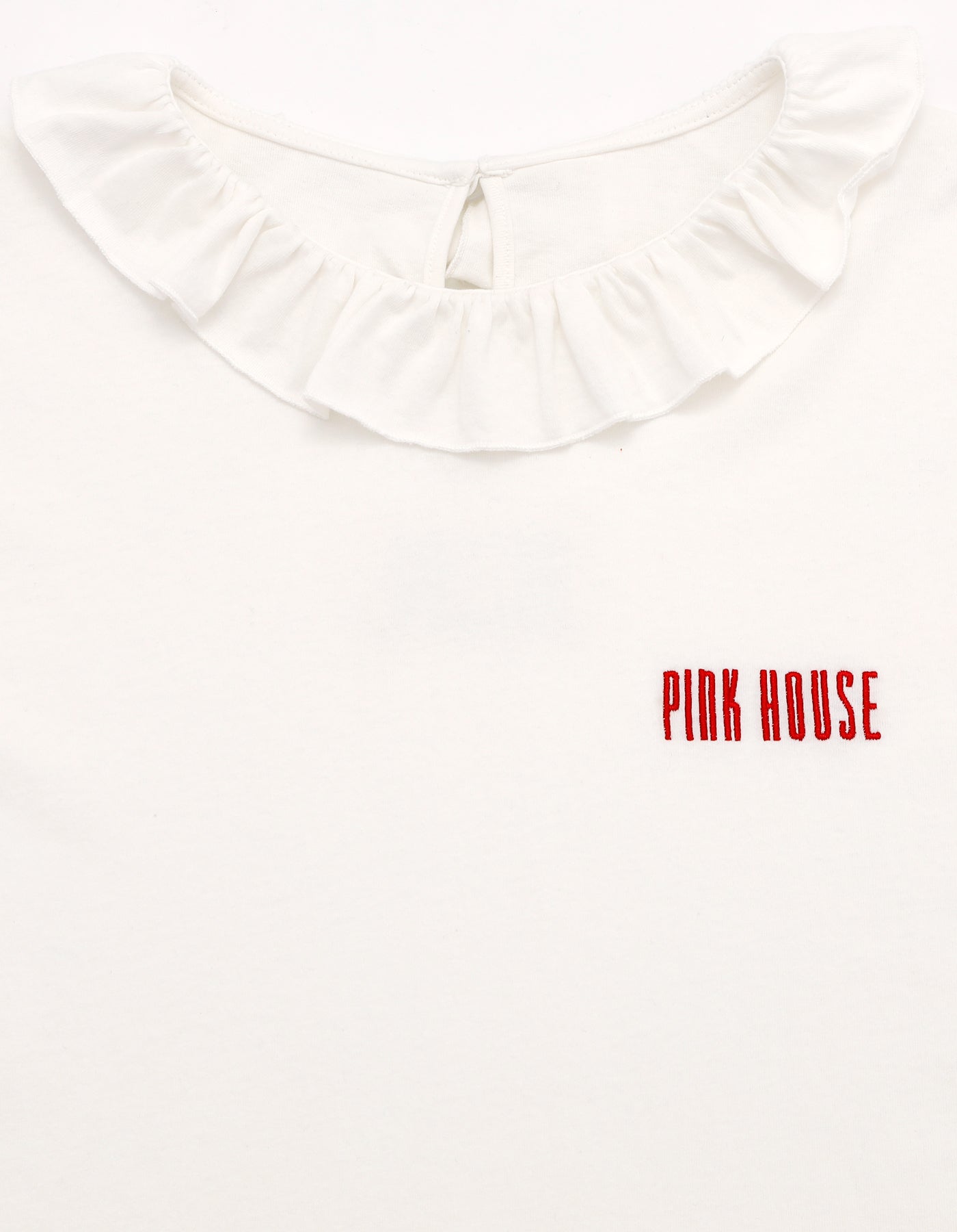 little sunny bite と pink house frill collar long tee / WHITE