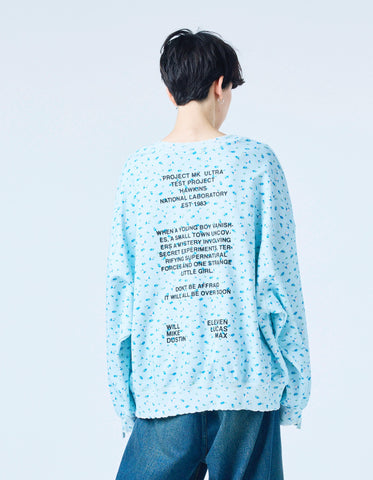 【PRE-ORDER】stranger things x little sunny bite floral sweat top / BLUE