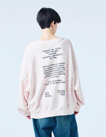 【PRE-ORDER】stranger things x little sunny bite floral sweat top / PINK