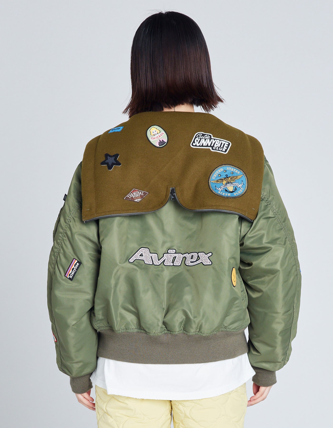 AVIREX x little sunny bite MA-1 hoodie / KHAKI