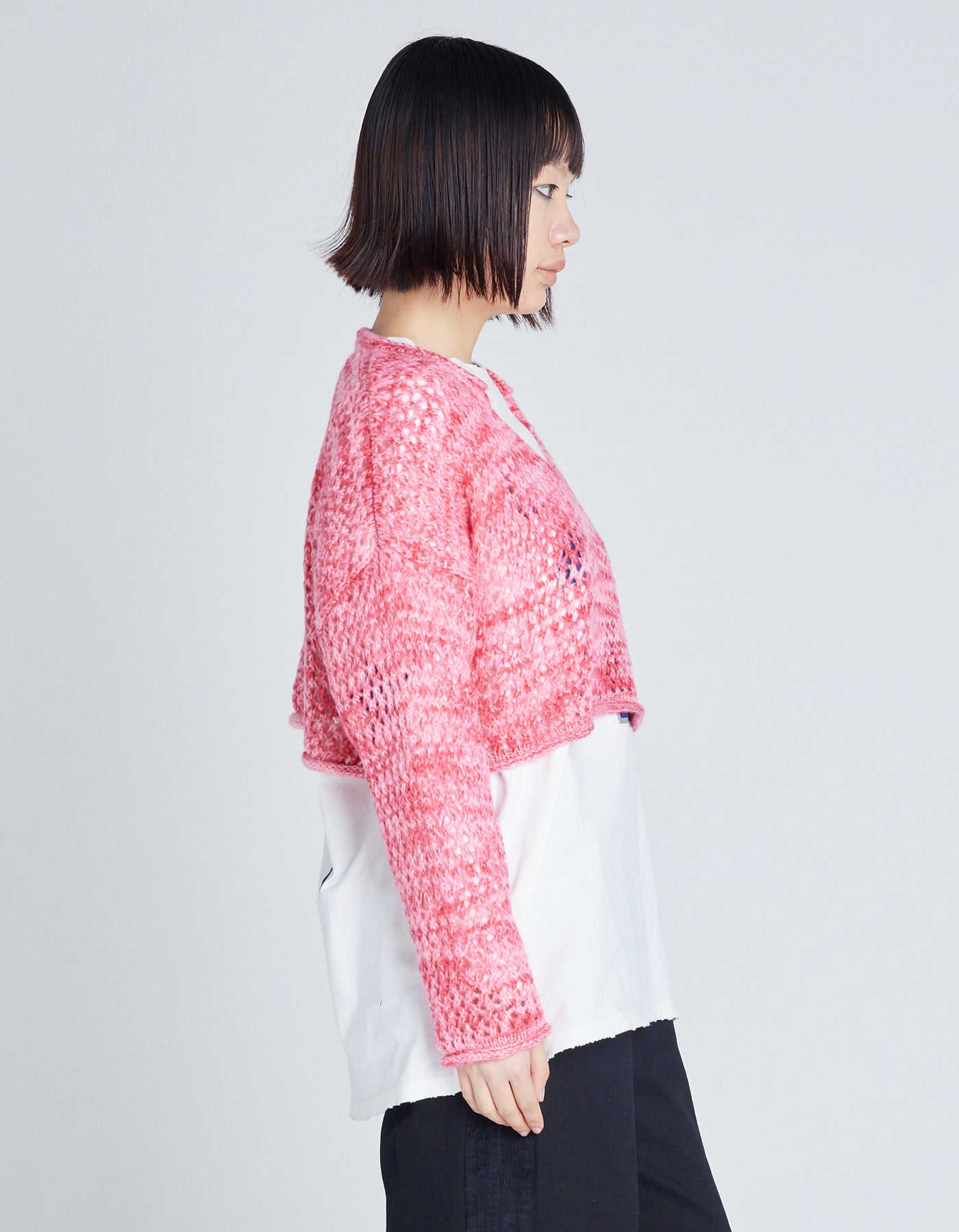 gradation short knit top / PINK