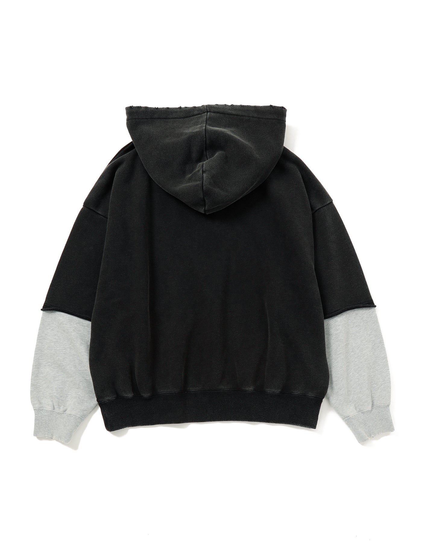 fake layered hoodie / BLACK