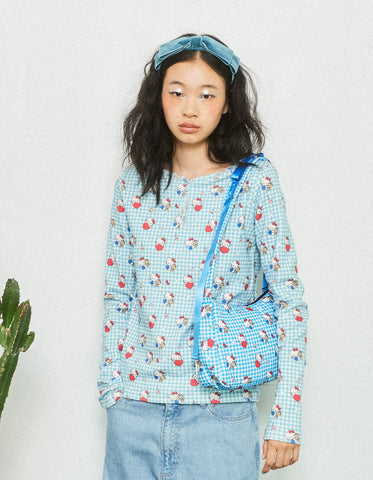 hello kitty x little sunny bite print tops / BLUE