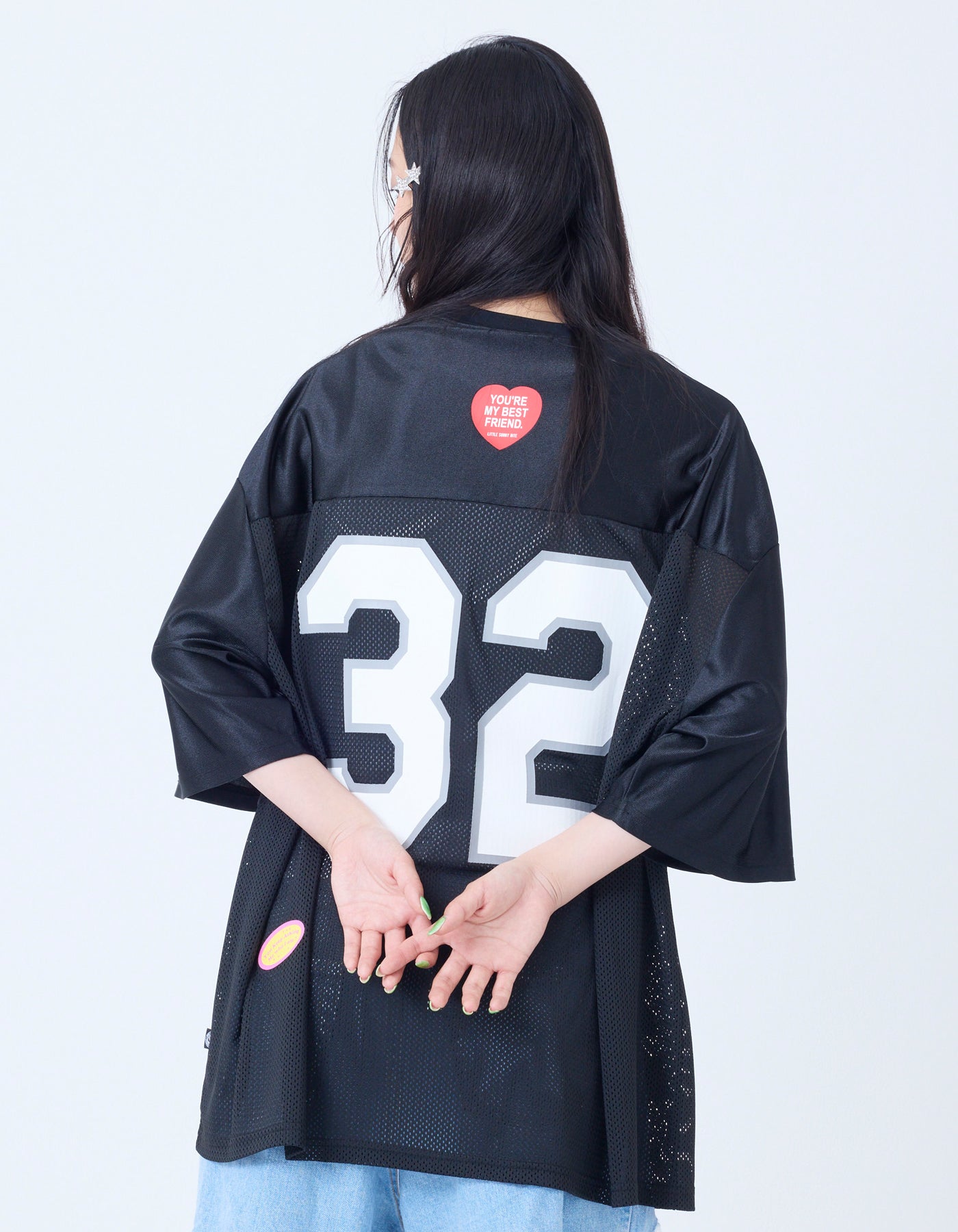 トップス little sunny bite sporty mesh big tee little sunny bite (リトルサニーバイト)sporty mesh big tee / BLACK