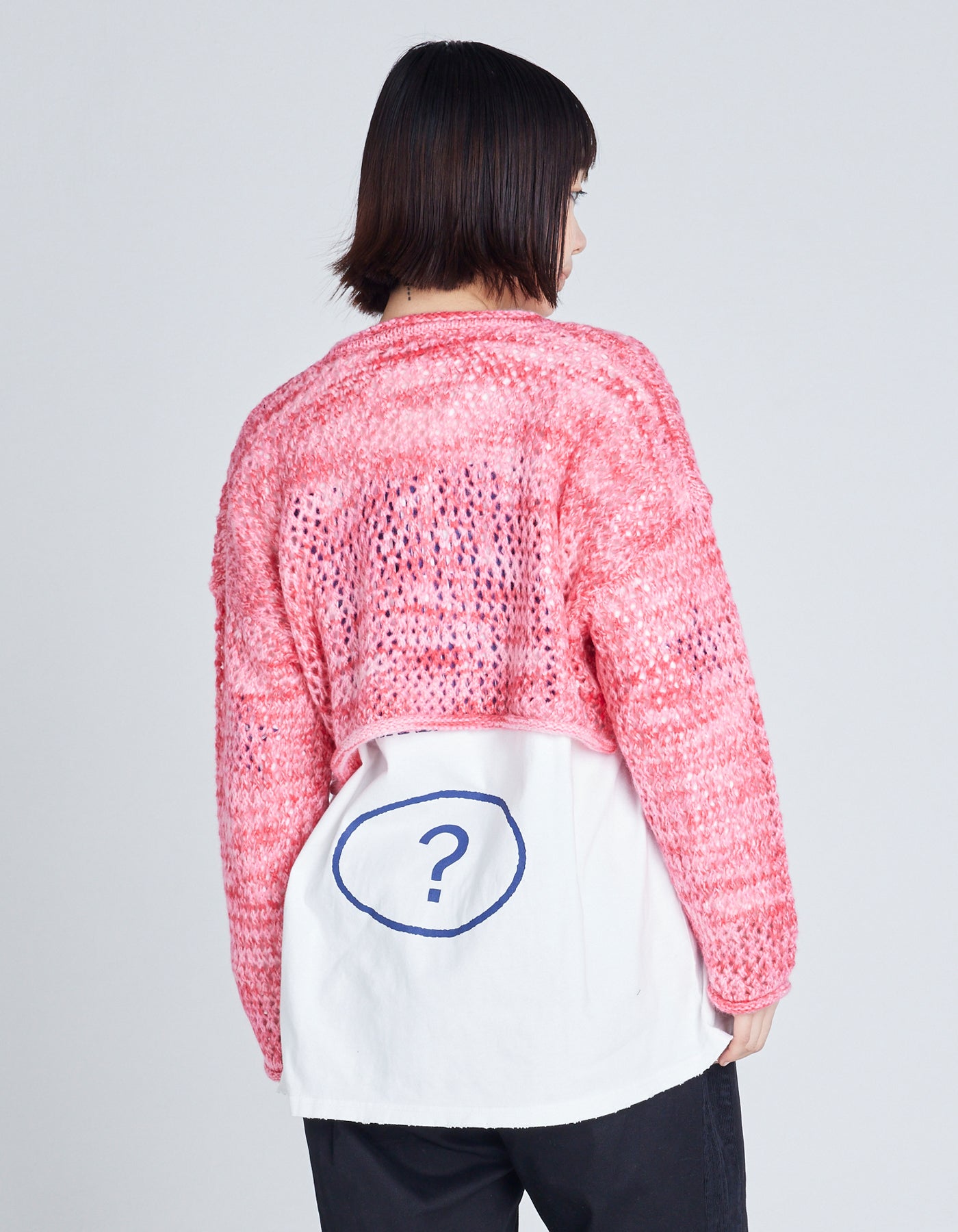 gradation short knit top / PINK