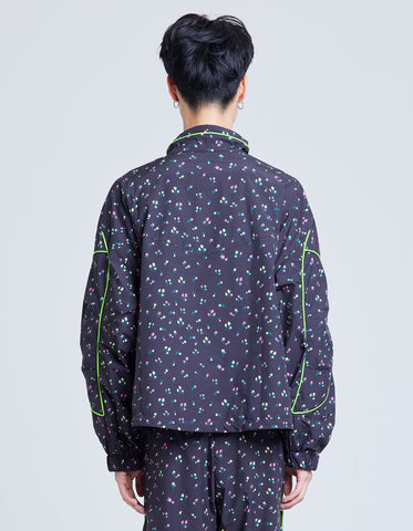 floral nylon jacket / BLACK