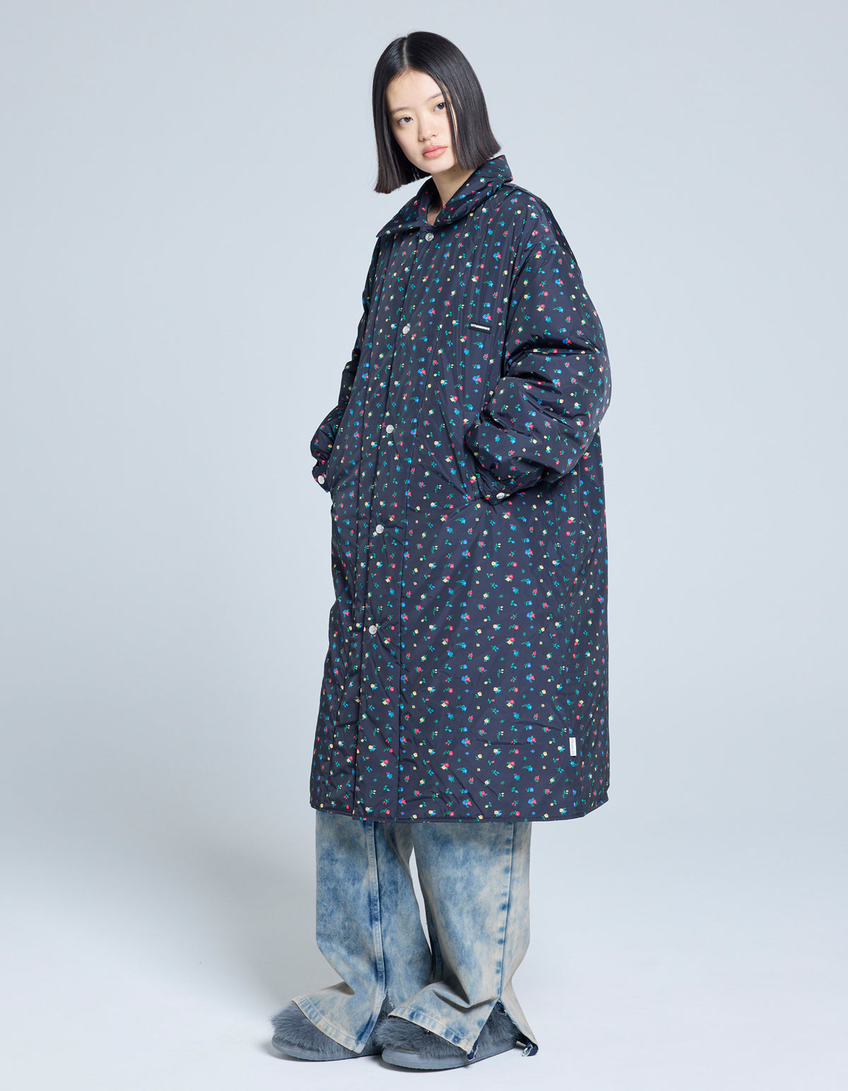 little sunny bite (リトルサニーバイト)floral long jacket / BLACK 