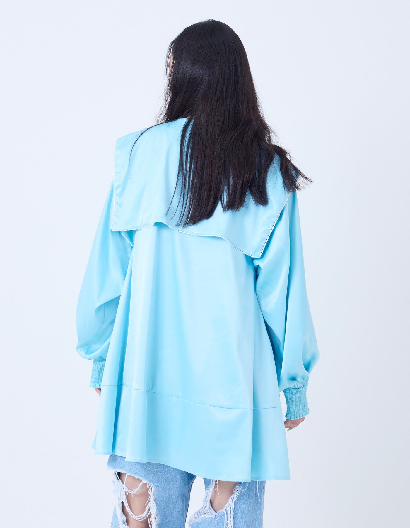 satin sailor dress / BLUE