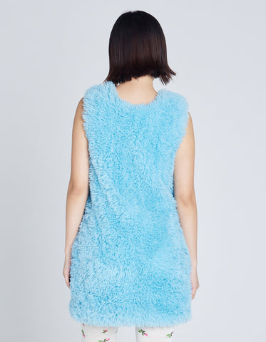 fur mini dress / BLUE