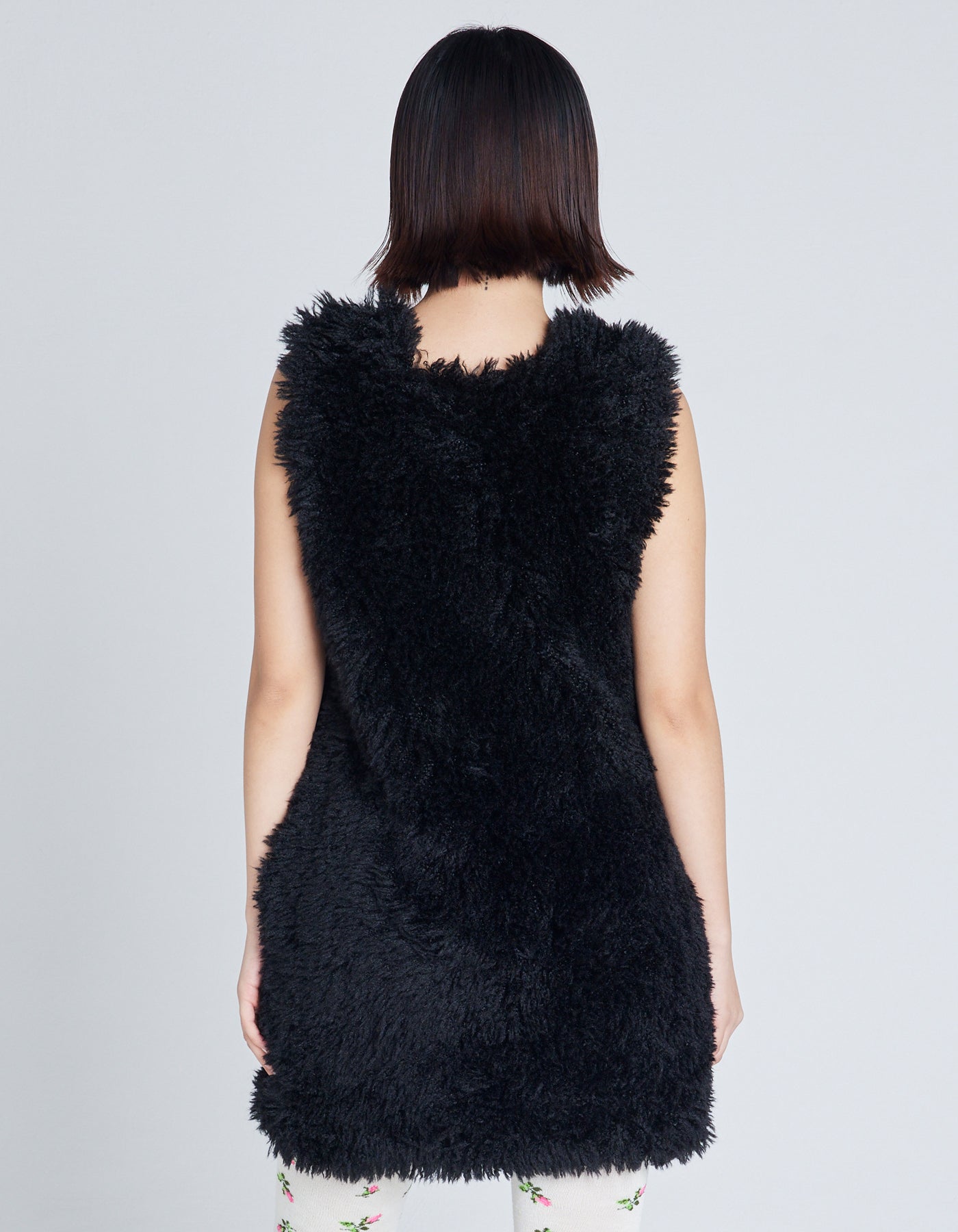 fur mini dress / BLACK