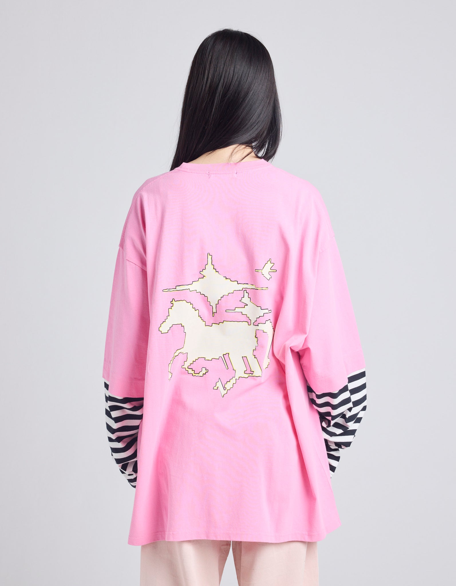 fake layered long tee / PINK