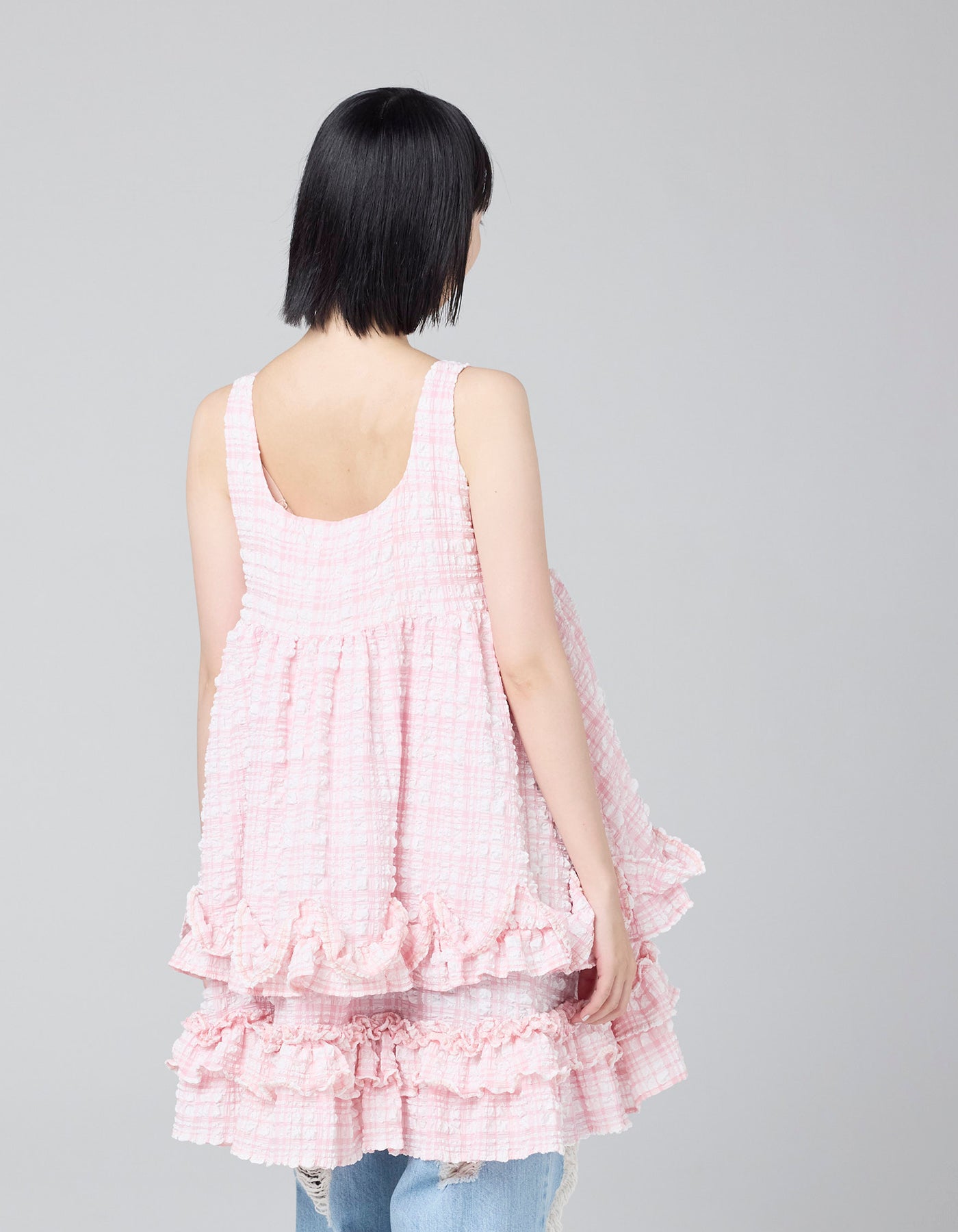 little sunny bite (リトルサニーバイト)checker frill dress / PINK
