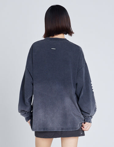 graphic gradation long tee / BLACK