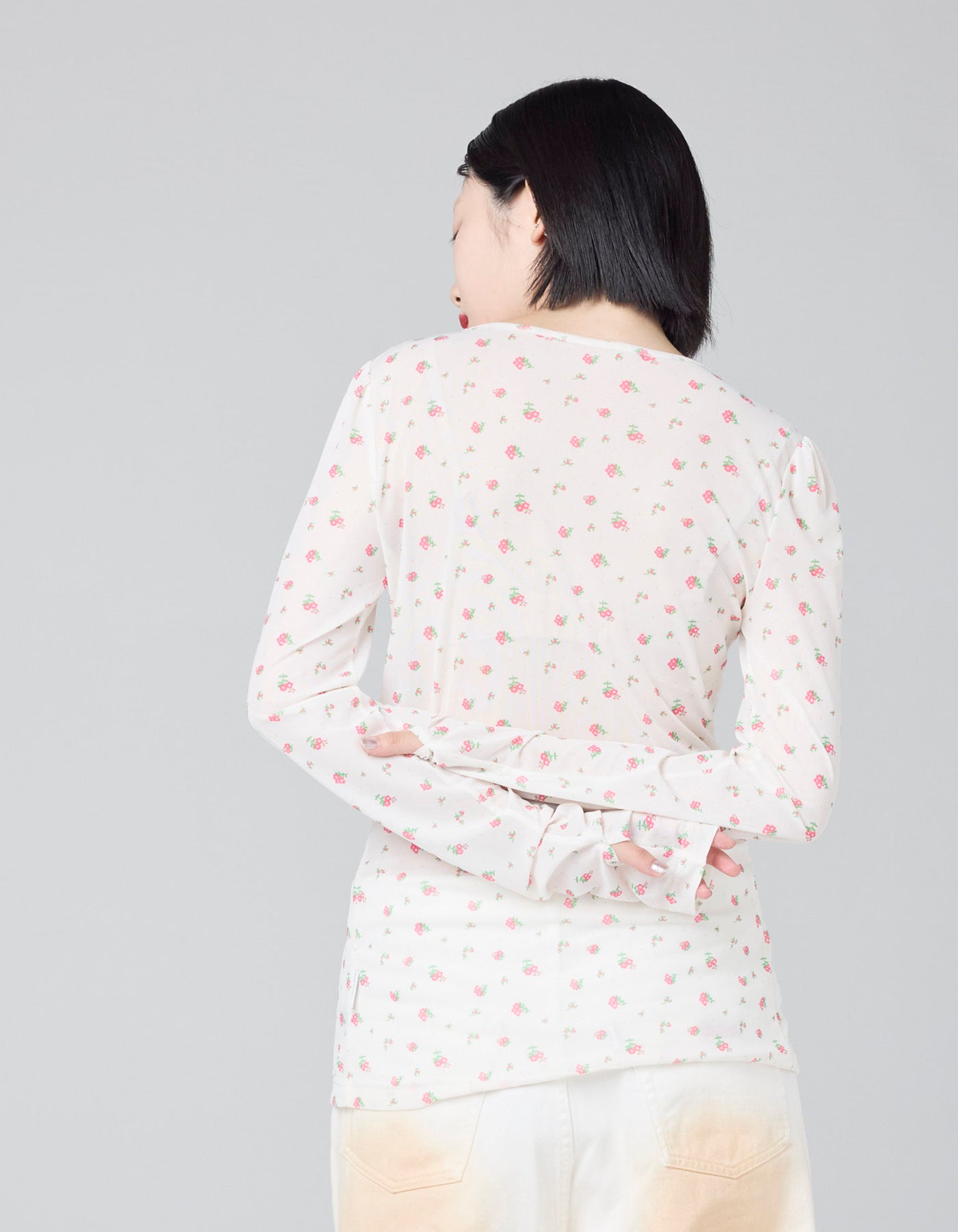 little sunny bite (リトルサニーバイト) floral tulle top / WHITE