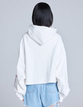 Load image into Gallery viewer, short ribbon sweat hoodie / WHITE