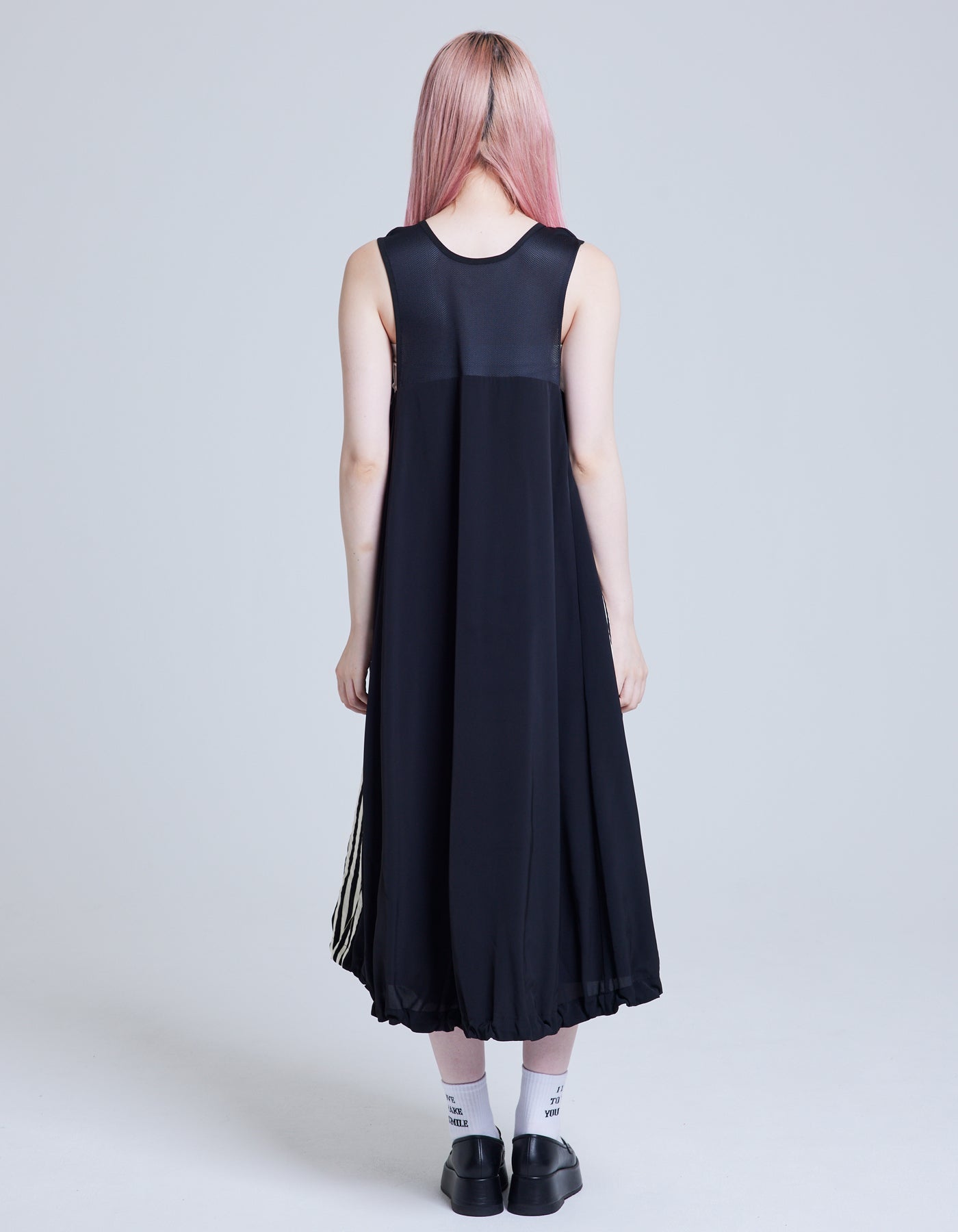 nylon heartful long dress / BLACK